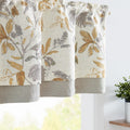 jinchan Linen Valance Double Layer Kitchen Window Curtain Yellow Leaf on Beige Valance for Living Room Cafe Farmhouse Room Darke
