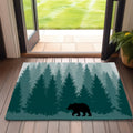 Doormat Forest Bear Door Mats,Foggy Green Trees Indoor Front Mats for Home Entrance,Non-Slip Floor Mats for Porch Entryway,Outdo