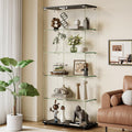 ROOMTEC Glass Display Cabinet with 5 Shelves, Double Doors, Floor Standing Display Cage, for Living Room Bedroom Office, 74.5 x 