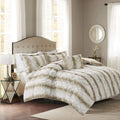 Madison Park Zuri Soft Plush Comforter Set, Faux Fur Animal Stripes Design, Faux Mink On The Reverse, Modern All Season Bedding 