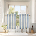 DriftAway Kitchen Curtains Striped Tier Linen Short Curtains Pinstripe Cafe Curtains 24 Inch Length for Living Room Bathroom Chr