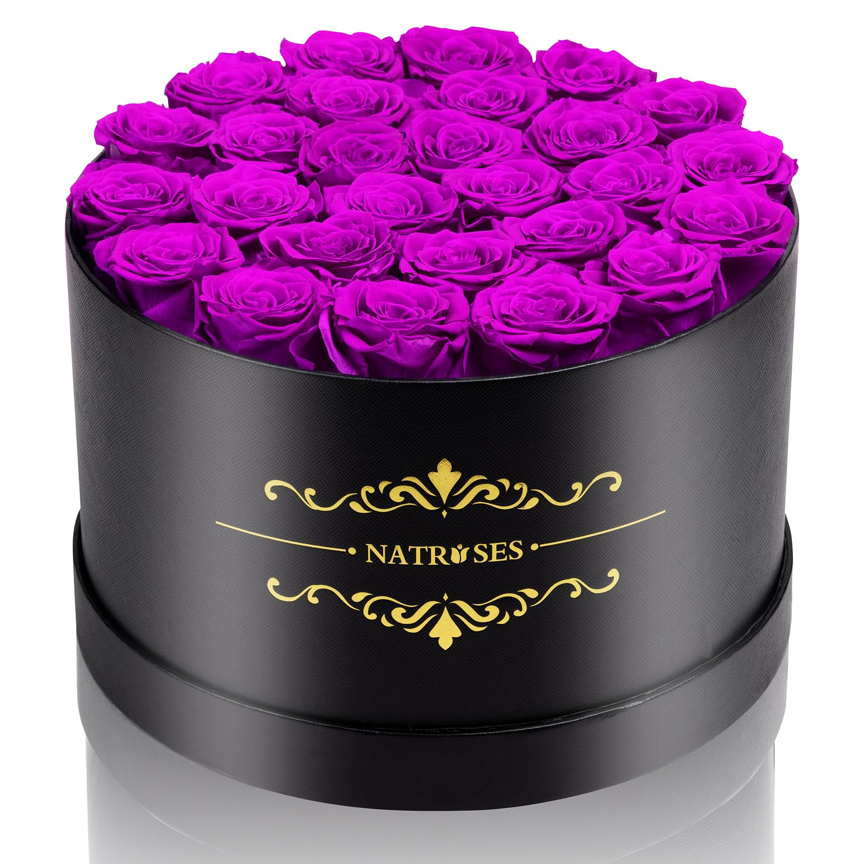 NATROSES 27 Piece Forever Preserved Roses in a Box, Preserved Flowers for Delivery Birthday, Flowers Gifts for Mothers Day, Purp