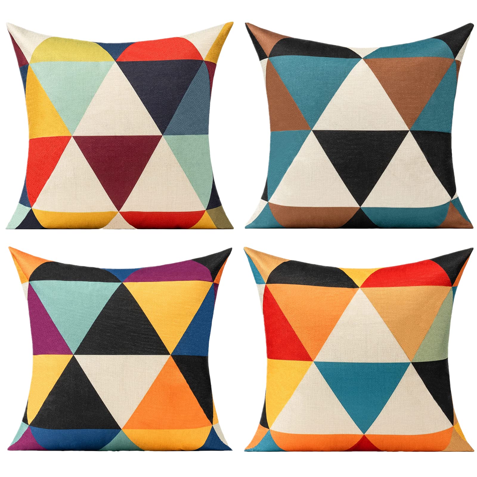 All Smiles Outdoor Throw Pillow Covers 18x18 Set of 4 Boho Colorful Fun Mid Century Modern Home D  cor Summer Fall Cushion Cases