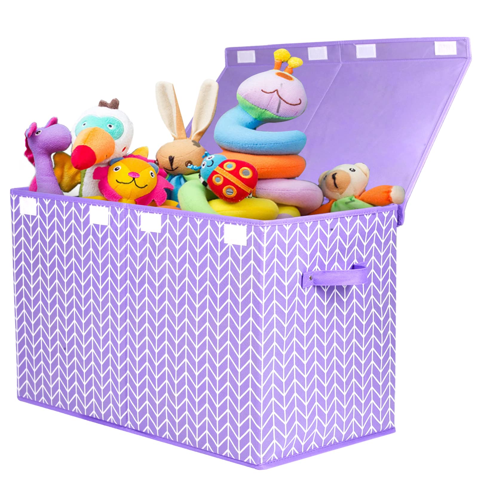 Mayniu Large Toy Box Chest with Flip Lid, Toy Storage Organizers Bin Boxes Basket with Sturdy Handles for Boys, Girls, Kids, Nur