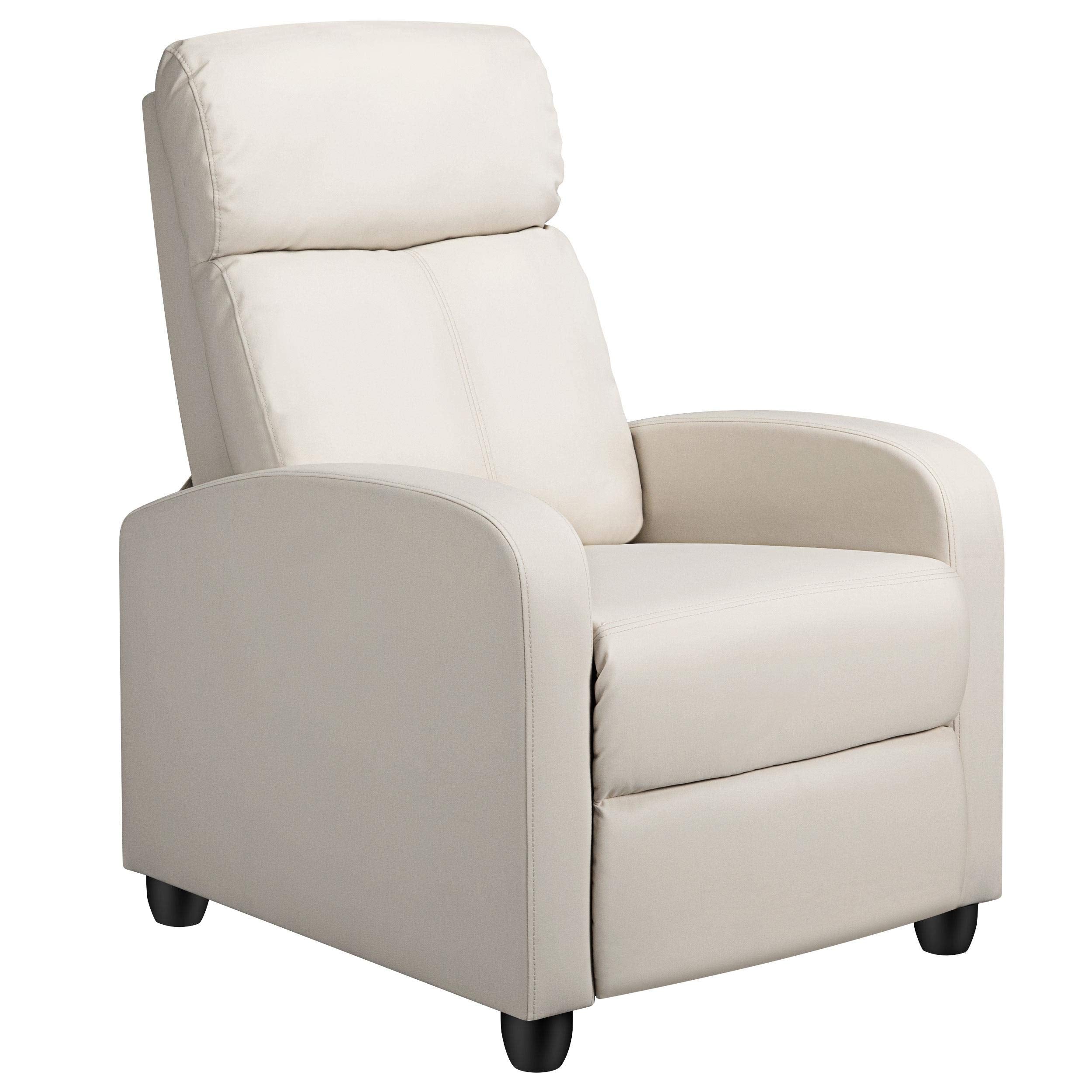 Yaheetech Recliner Chair PU Leather Recliner Sofa Home Theater Seating Adjustable Modern Single Reclining Chair Sofa with Pocket