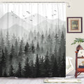 Accnicc Black and White Misty Forest Shower Curtain Set Grey Gray Ombre Waterproof Fabric Shower Curtains Nature Tree Mountain W