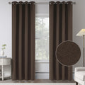 Cocoa Brown Linen 100% Blackout Curtains 84 inch length 2 panels for Bedroom - Burlap Textured Vintage Style Energy Saving Therm