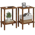 TUTOTAK End Table, Set of 2, Side Table, Nightstand, 2-Tier Storage Shelf, Sofa Table for Small Space, Living Room, Bedroom, Bro