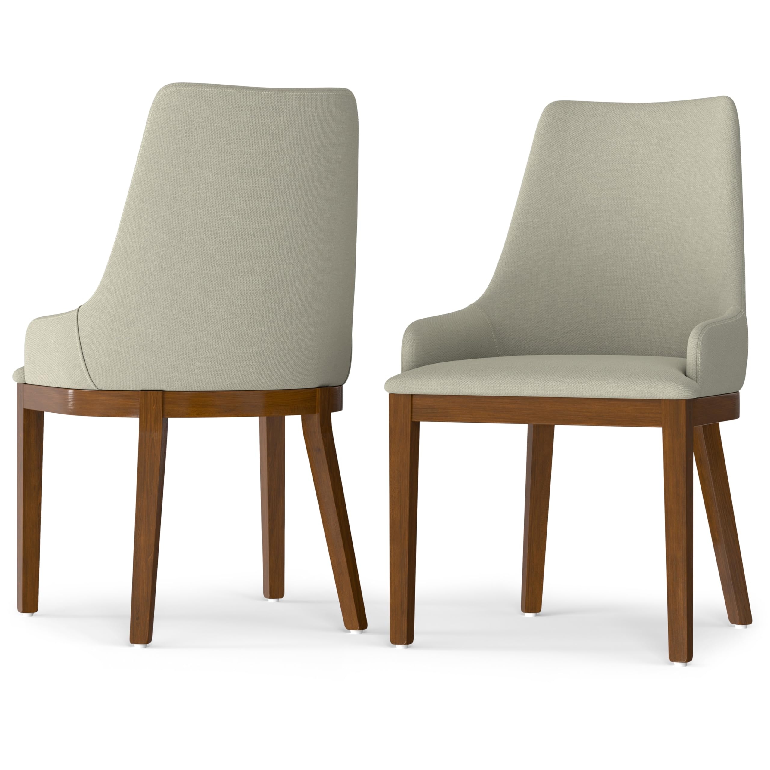 SIMPLIHOME Stephanie Contemporary Dining Chair (Set of 2) in Natural Linen Look Fabric, Fully Assembled for The Dining Room