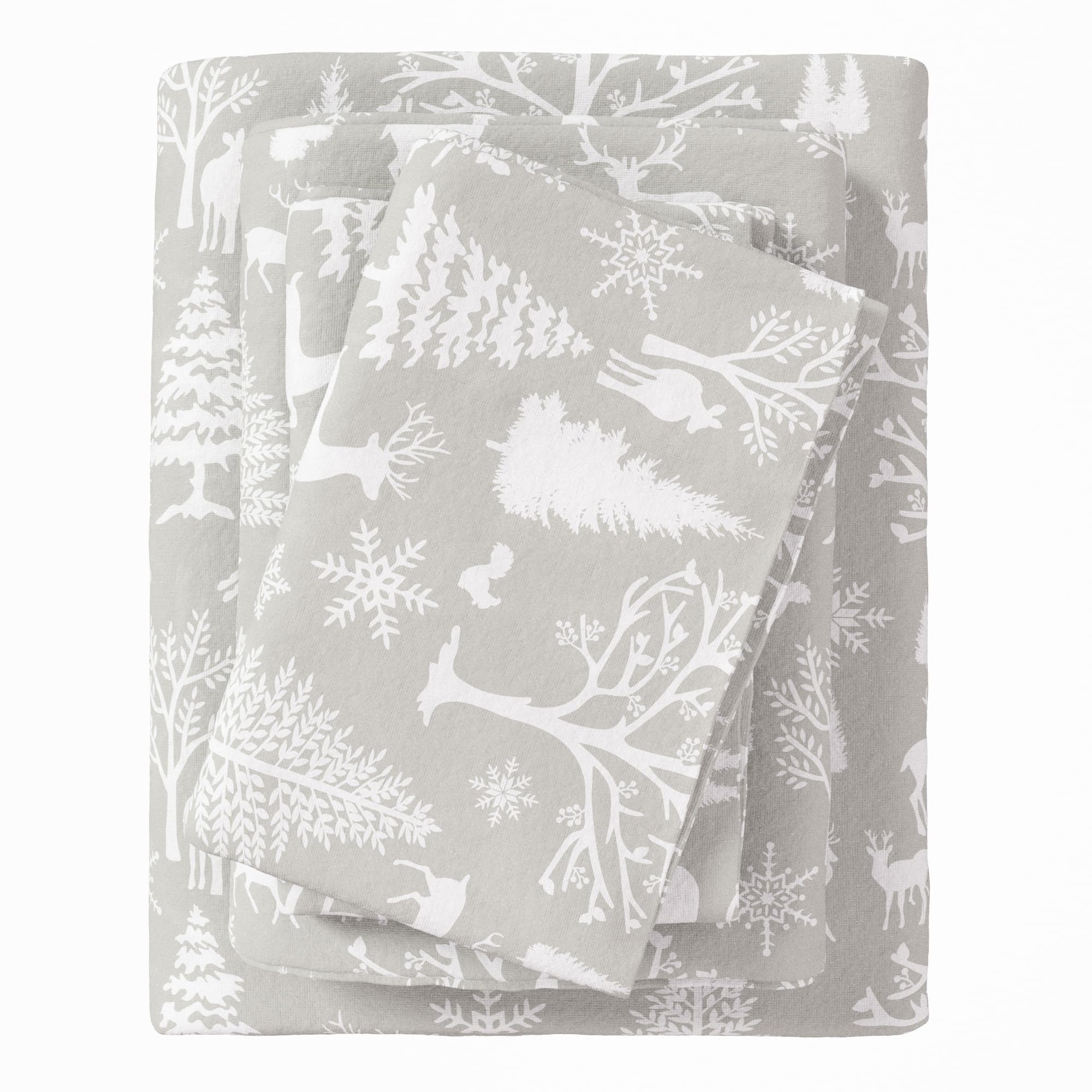 Flannel Sheet Set Twin Size - 100% Turkish Cotton, Double-Brushed, Printed Bed Sheets - Ultra-Soft, Cozy, 3-Piece Bedding Set (E