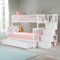 AFI, Columbia Bunk Bed Twin Over Full with Full Trundle Attachable USB Charger, White