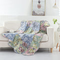Greenland Home Emma Patchwork Floral Print Quilted Throw Blanket, 60x50-inch, Gray