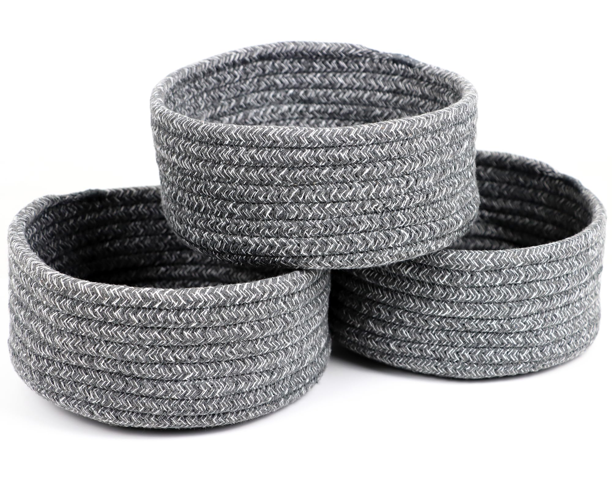 Small Basket, Set of 3 Small Woven Basket, Rope Baskets for Gifts, Cute Mini Tiny Baskets for Organizing Decor Nursery, Decorati