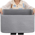 OIAHOMY 75L Large Blanket Basket, Woven Blanket Storage Basket with Handle, Cotton Rope Basket for Organizing 22   x17   x12   ,