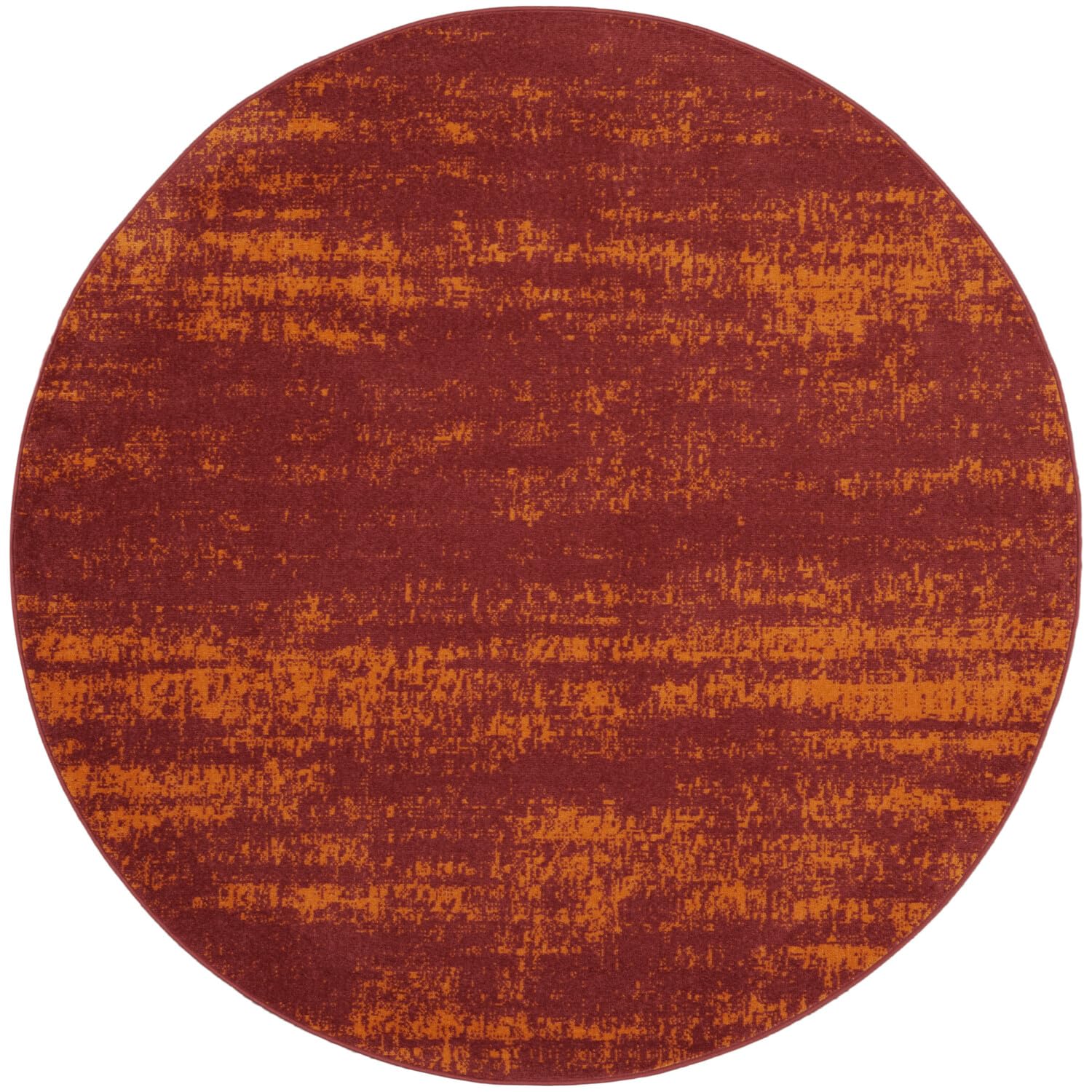 Nourison Essentials Indoor/Outdoor Solid Abstract Red 8 x Round Area Rug, Easy Cleaning, Non Shedding, Bed Room, Living Room, D