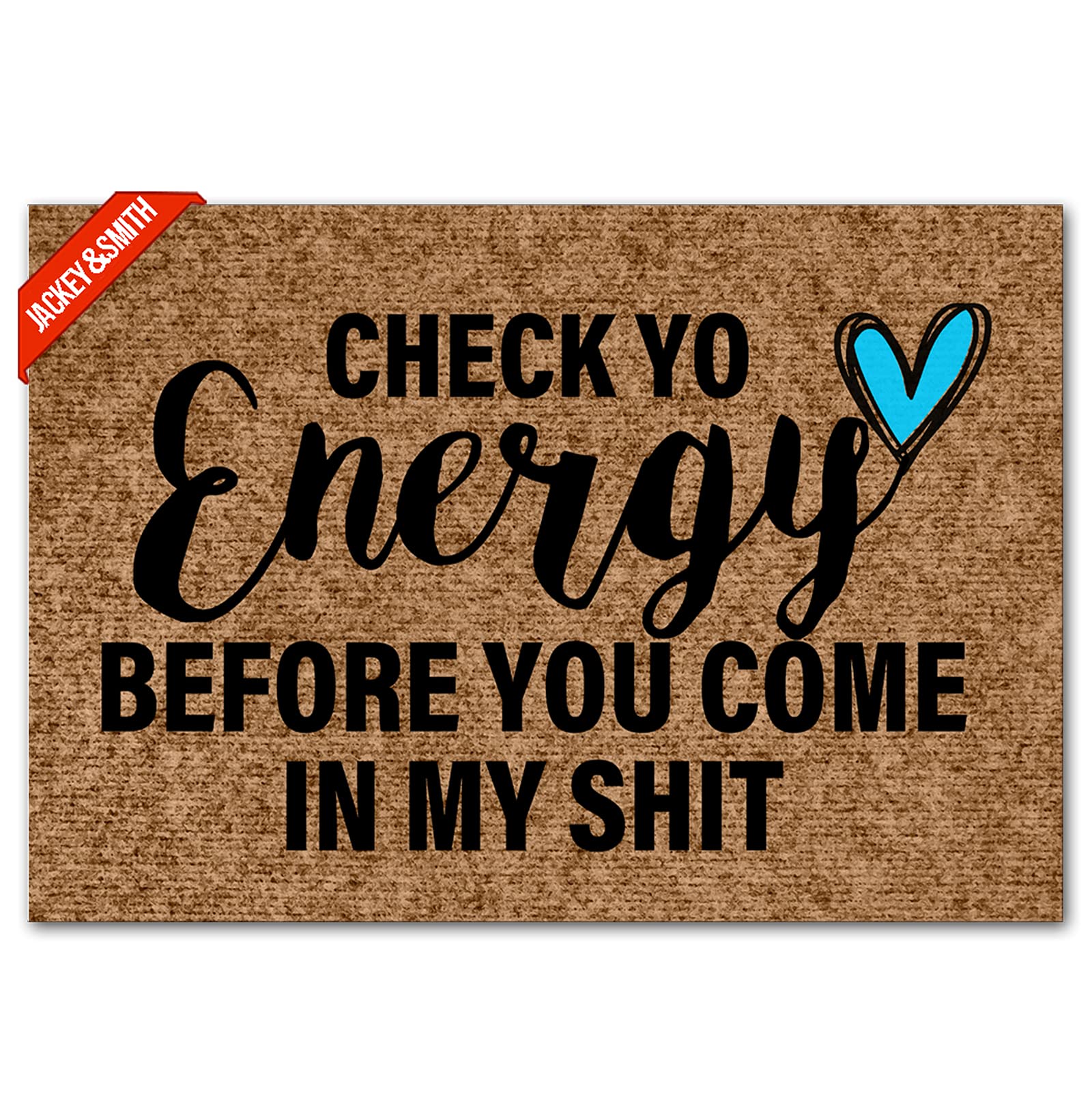 Jackey&Smith Door Mat Check Yo Energy Before You Come in My Shit 03 Welcome Mats for Front Indoor Outdoor Dooormats Non Slip Bat