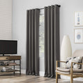 Sun Zero Nordic 2-pack Theater Grade Extreme 100% Blackout Grommet Curtain Panel Pair, 52 x 96, Gray