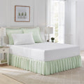 Laura Ashley Home - Cotton Ruffled Bedskirt, Lightweight & Classic Style (Ticking Stripe Green, King)