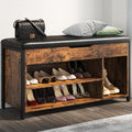 astimey Shoe Bench, Lift Top Shoe Storage Bench, Adjustable Shelf Entryway Bench, Metal and Wood Shoe Rack Organizer with Cushio