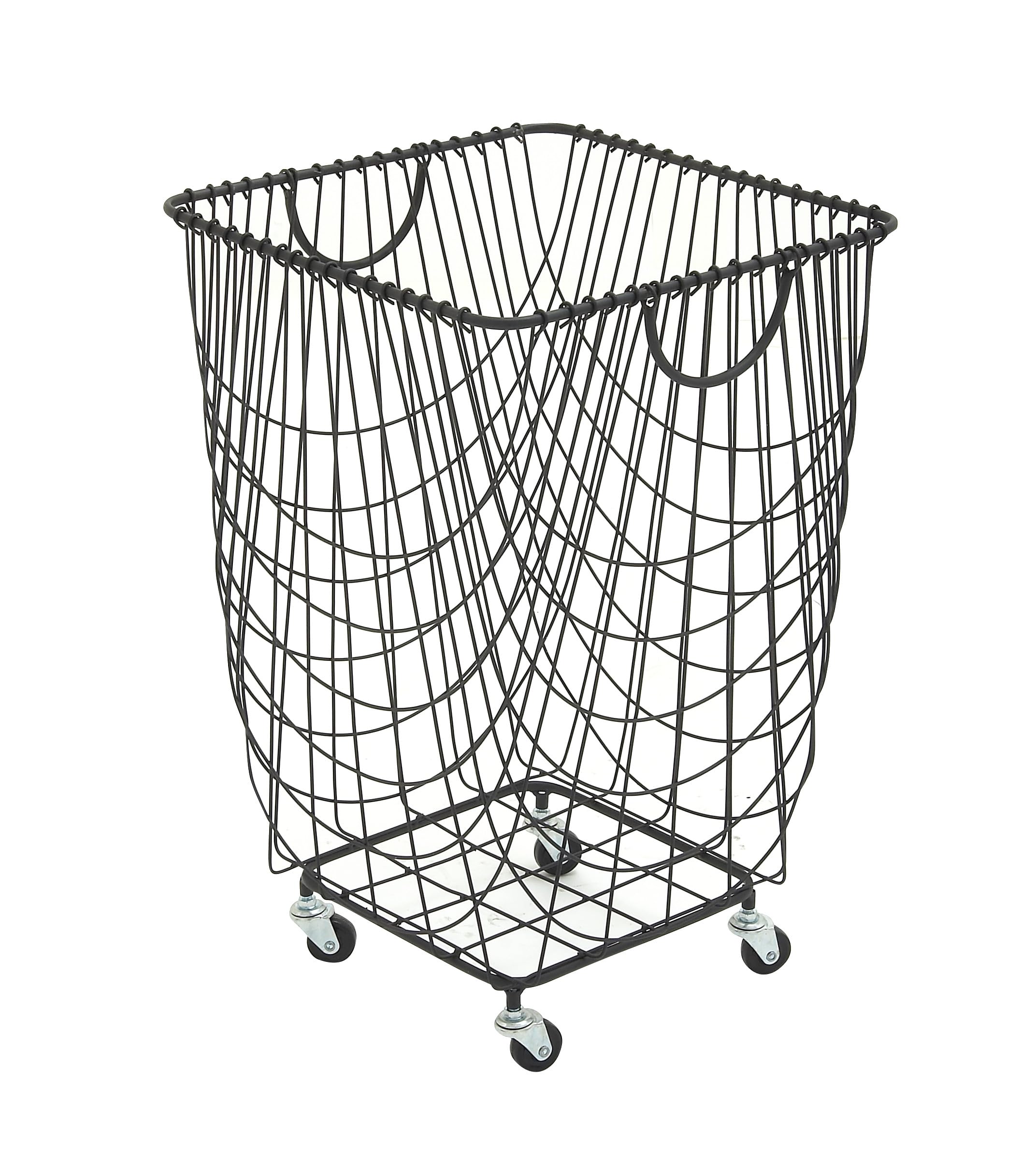 Deco 79 CosmoLiving by Cosmopolitan Metal Square Storage Cart with Wheels and Handles, 16 x 16 x 24, Black