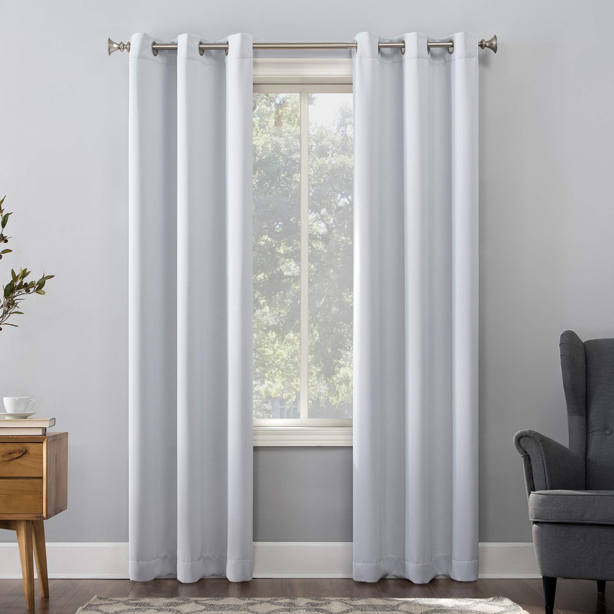 Sun Zero Easton Energy Saving Blackout Grommet Curtain Panel, 40 x 54, Dove White