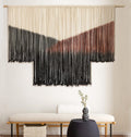 Macrame Wall Hanging Large Black Tie-Dye Geometric D  cor Bohemian Yarn Tapestry Home Boho Wall D  cor 59Wx35L