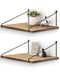 Afuly 12 Inch Deep Floating Shelves for Wall, Rustic Farmhouse Wall Mounted Hanging Shelf Large Wood Organizers Bookshelf, Set o
