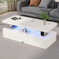 MXV Modern Coffee Table, 47 Inches Coffee Tables with 16 Colors LED Lights, 2 Tier Rectangular Center Table, Large Storage Space