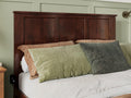 AFI, Madison Queen Solid Wood Panel Headboard with Attachable Charger, Walnut