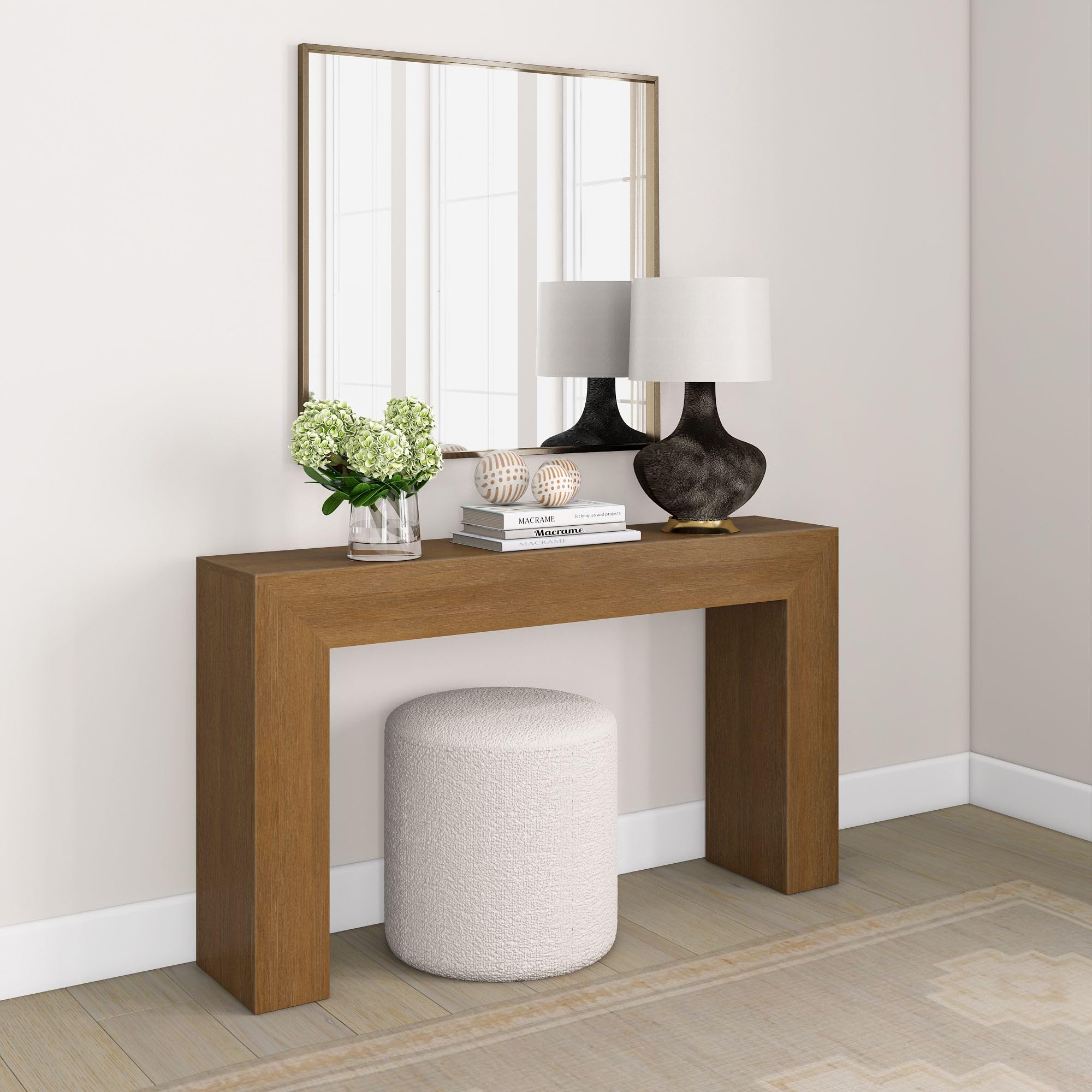 Plank+Beam Grand Console Table, 56 Inch Solid Wood Modern Sofa Table, Narrow Entryway Table for Hallway, Behind The Couch, Livin