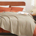 PHF 100% Cotton Waffle Weave Blanket Queen Size 90x 90 - Lightweight Cozy Washed Soft Breathable Throw Blanket - Great Blanket L