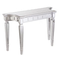 SEI Furniture Glenview Mirrored Matte Silver Trim Console Table, 16 in x 45 in x 30 in (D x W x H)