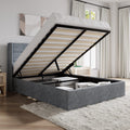 SHA CERLIN Queen Size Lift Up Storage Bed/Modern Wingback Headboard/Upholstered Platform Bed Frame/Hydraulic Storage/No Box Spri
