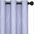 Deconovo Blackout Curtains - Silver Wave Dots Print, Thermal Insulated, Noise Reducing, Privacy Drapes for Bedroom & Living Room