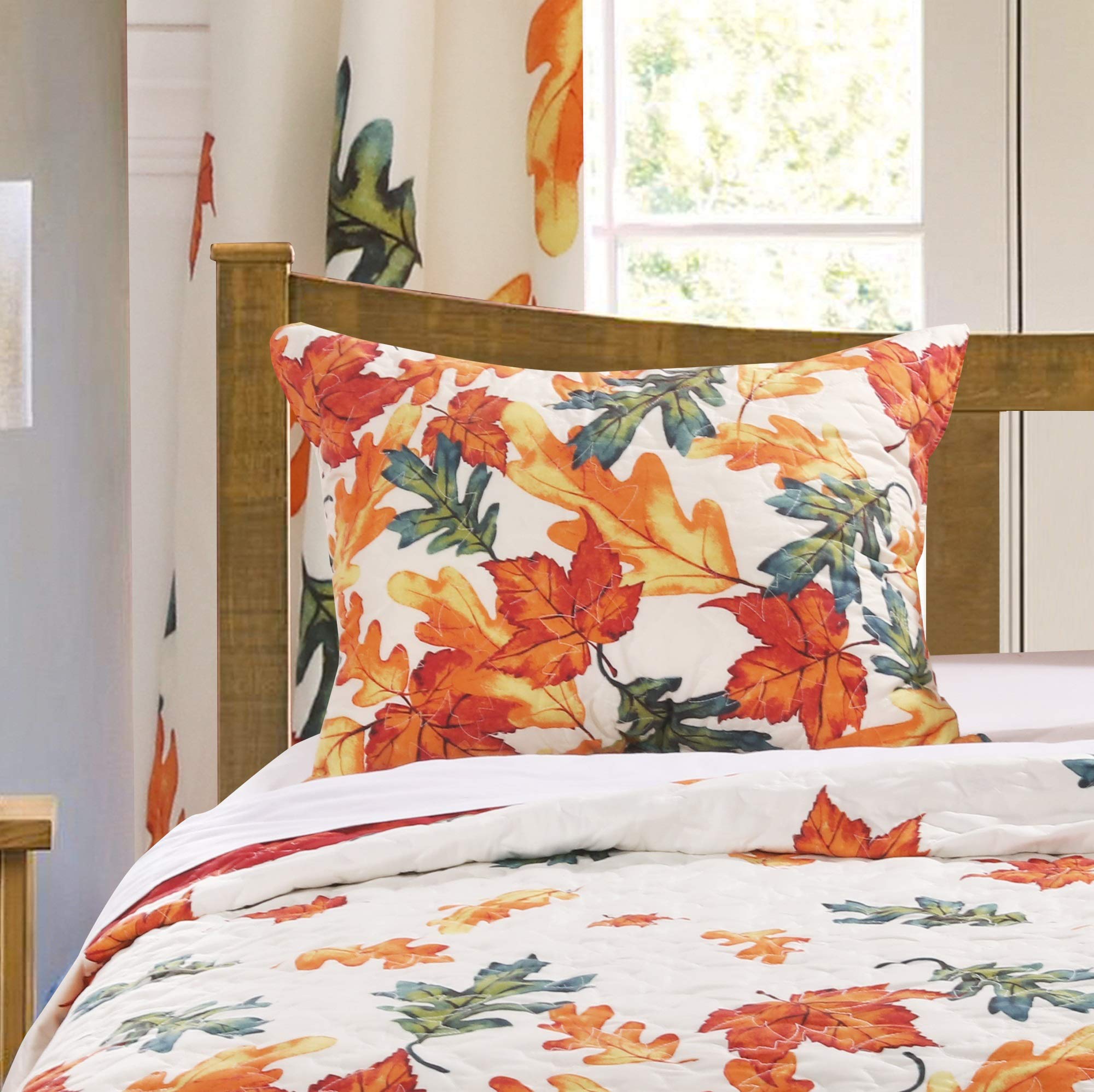 Barefoot Bungalow Falling Leaves Pillow Sham, Standard, Off- White