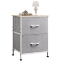 WLIVE Night Stand, Gray Nightstand with 2 Fabric Drawers, Small Dresser for Bedroom, Closet, College Dorm, End Table Side Furnit