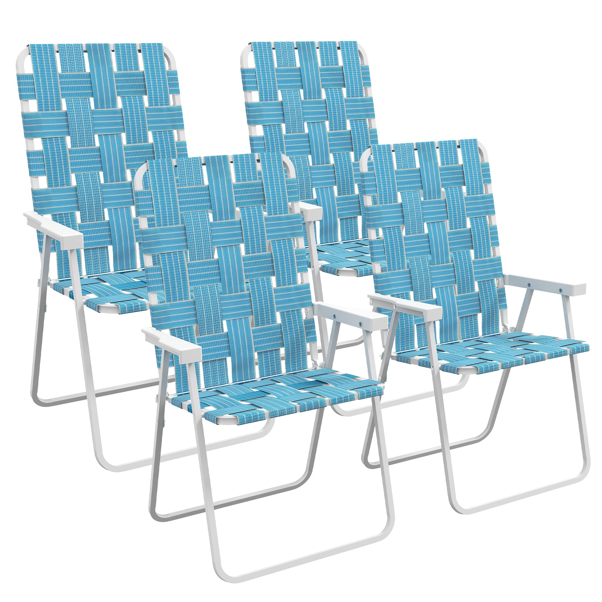 Outsunny Set of 4 Patio Folding Chairs, Classic Outdoor Camping Chairs, Portable Lawn Chair Set for Camping, Garden, Pool, Beach