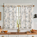 jinchan Floral Kitchen Curtains for Windows 24 Inch Farmhouse Country Linen Tier Curtains Botanic Small Window Drapes for Living