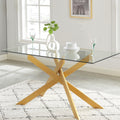 Edwins Choice 58.5    Rectangle Glass Dining Table, Tempered Glass Table Top and Metal Tubular Legs, Modern Style Table for Hom