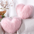 Maitys 2 Pieces Heart Shaped Pillows Faux Fur Throw Fluffy Cute Soft Throw Pillows Decorative with Insert for Bedroom Living Roo