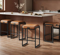 VASAGLE EKHO Collection - Bar Stools Set of 4, Counter Height Bar Stools, Synthetic Leather with Stitching, Mid-Century Modern C
