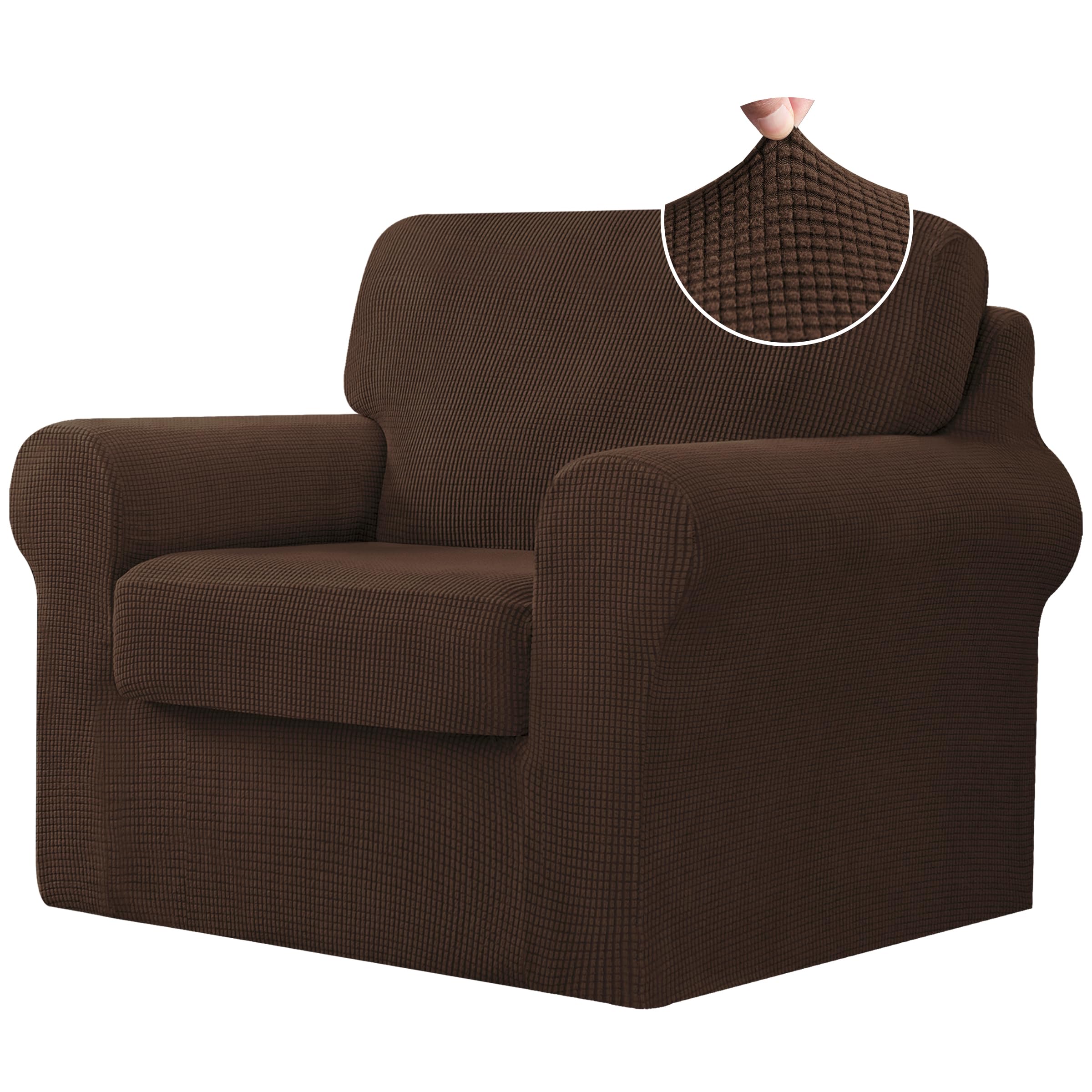 CHUN YI 3 Piece Chair Covers Armchair, Stretch Couch Cover with Separate Backrest and Cushion Covers, Anti-Slip Washable Living 