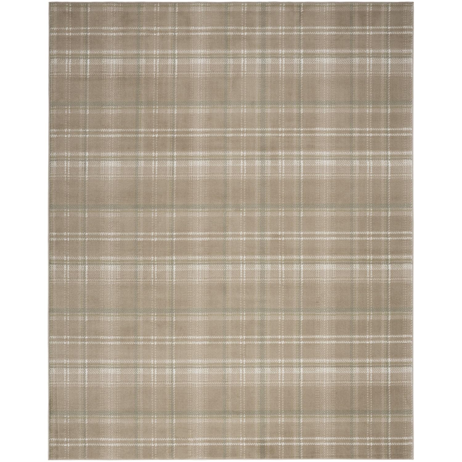 Nourison Grafix Plaid Taupe 53 x 73 Area Rug, Easy Cleaning, Non Shedding, Bed Room, Living Room, Dining Room, Kitchen (5x7)