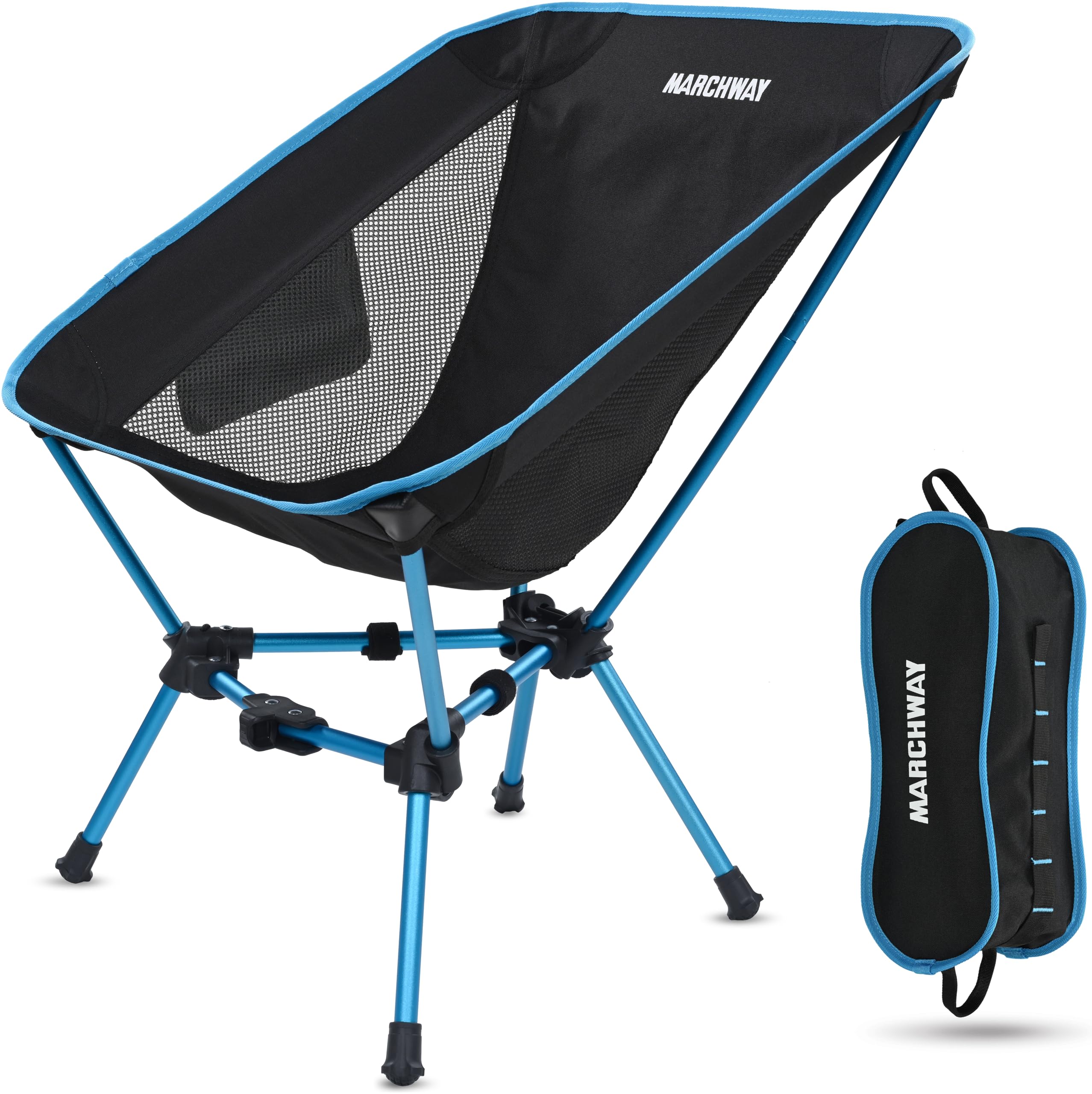 MARCHWAY Lightweight Folding Camping Chair, Portable Foldable Compact for Outdoor Camp, Travel, Beach, Picnic, Festival, Hiking,