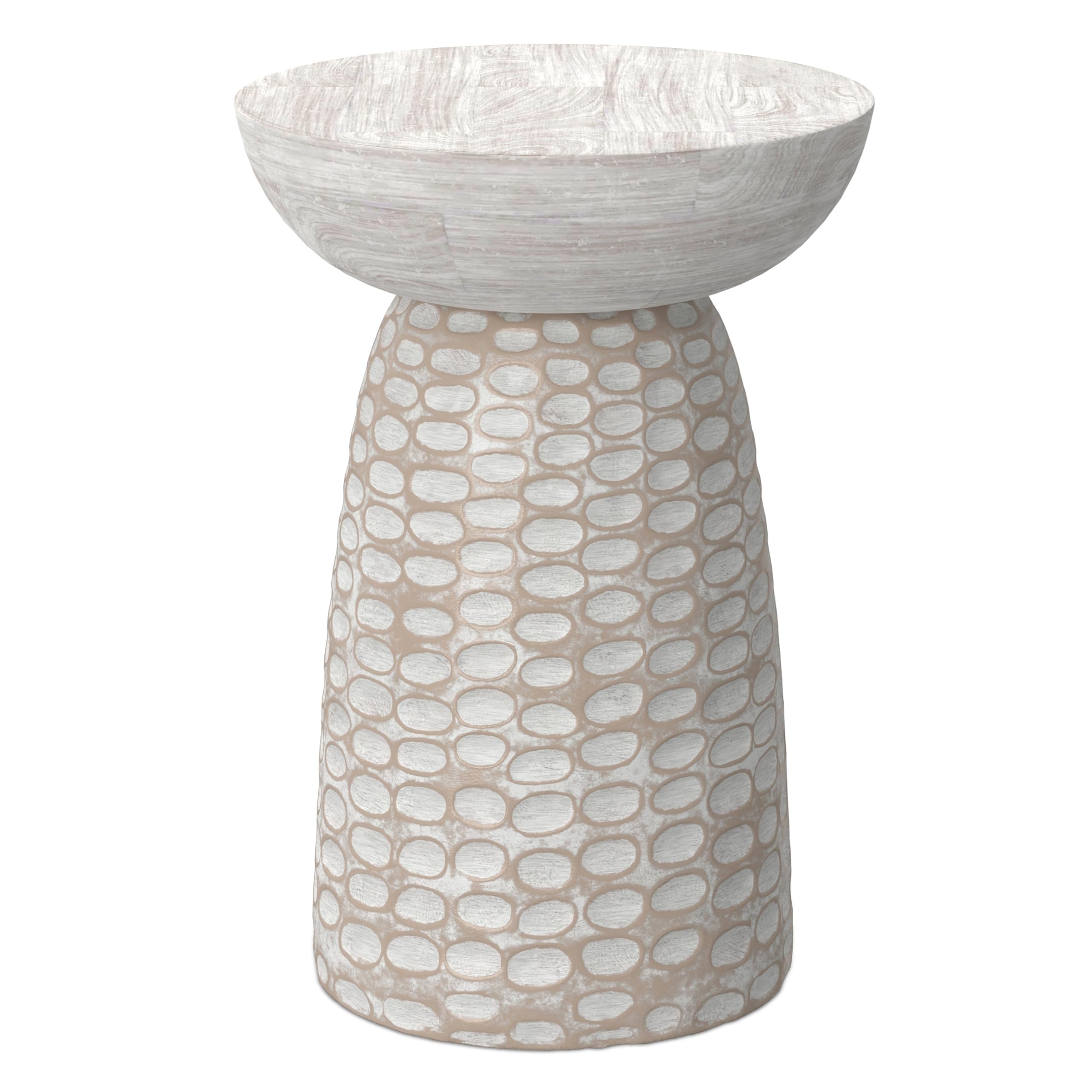 SIMPLIHOME Boyd 13-inch Wide Solid Mango End Table in White Wash, Contemporary-Style Accent Table for Living Room, Bedroom, or F
