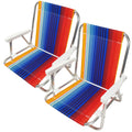 Beachland 1 Position Aluminum Folding Sand Chair with Armrests - Lightweight Beach Chair - Small and Portable (2 Pack, Blue-Red 