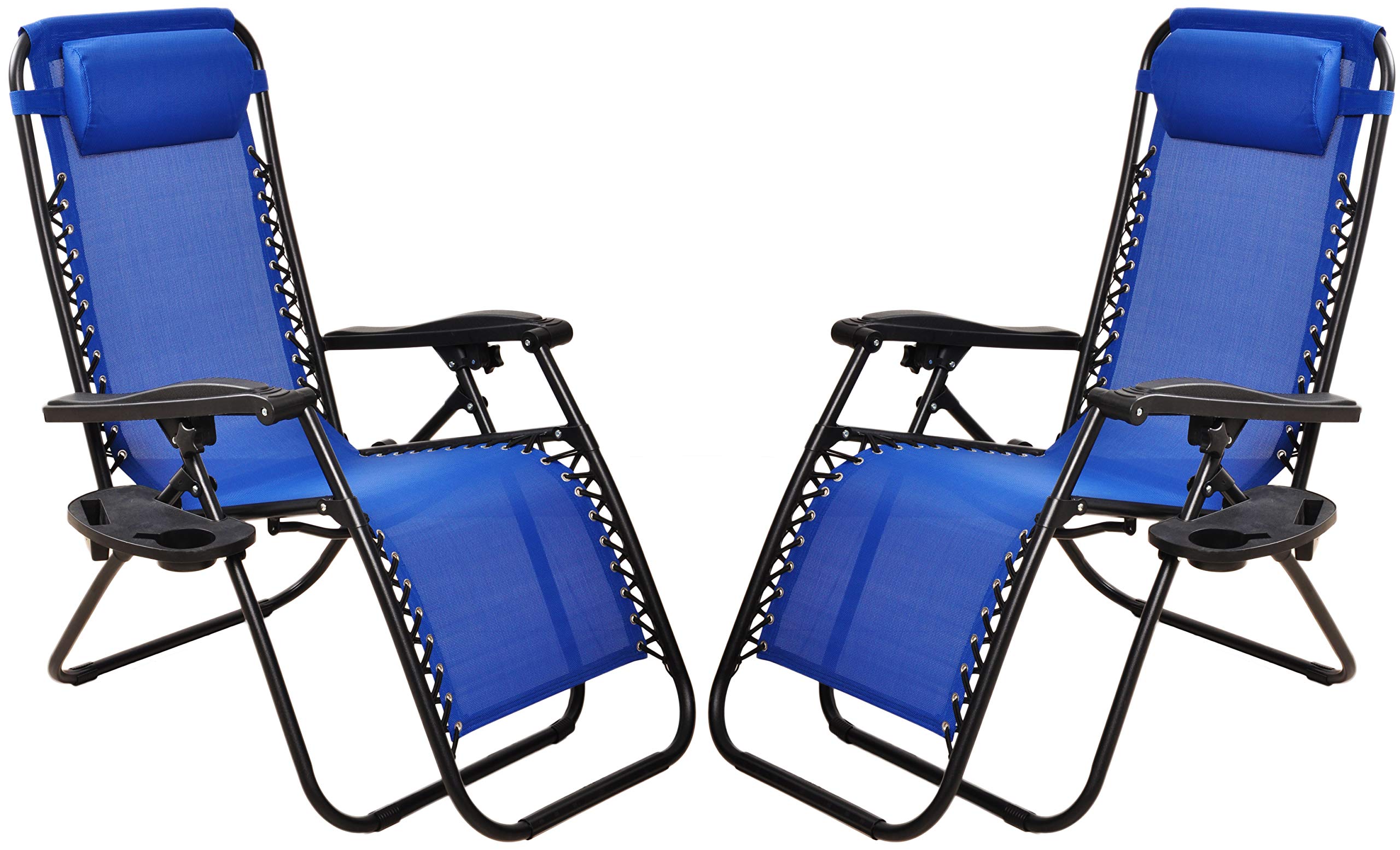 Elevon Adjustable Zero Gravity Lounge Chair Recliners for Patio, Blue, 2-Pack