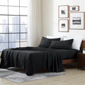 Cathay Home Essentials Ultra Soft Hypoallergenic Wrinkle Resistant Double Brushed Microfiber Bedding Sheet Set, Black, Californi