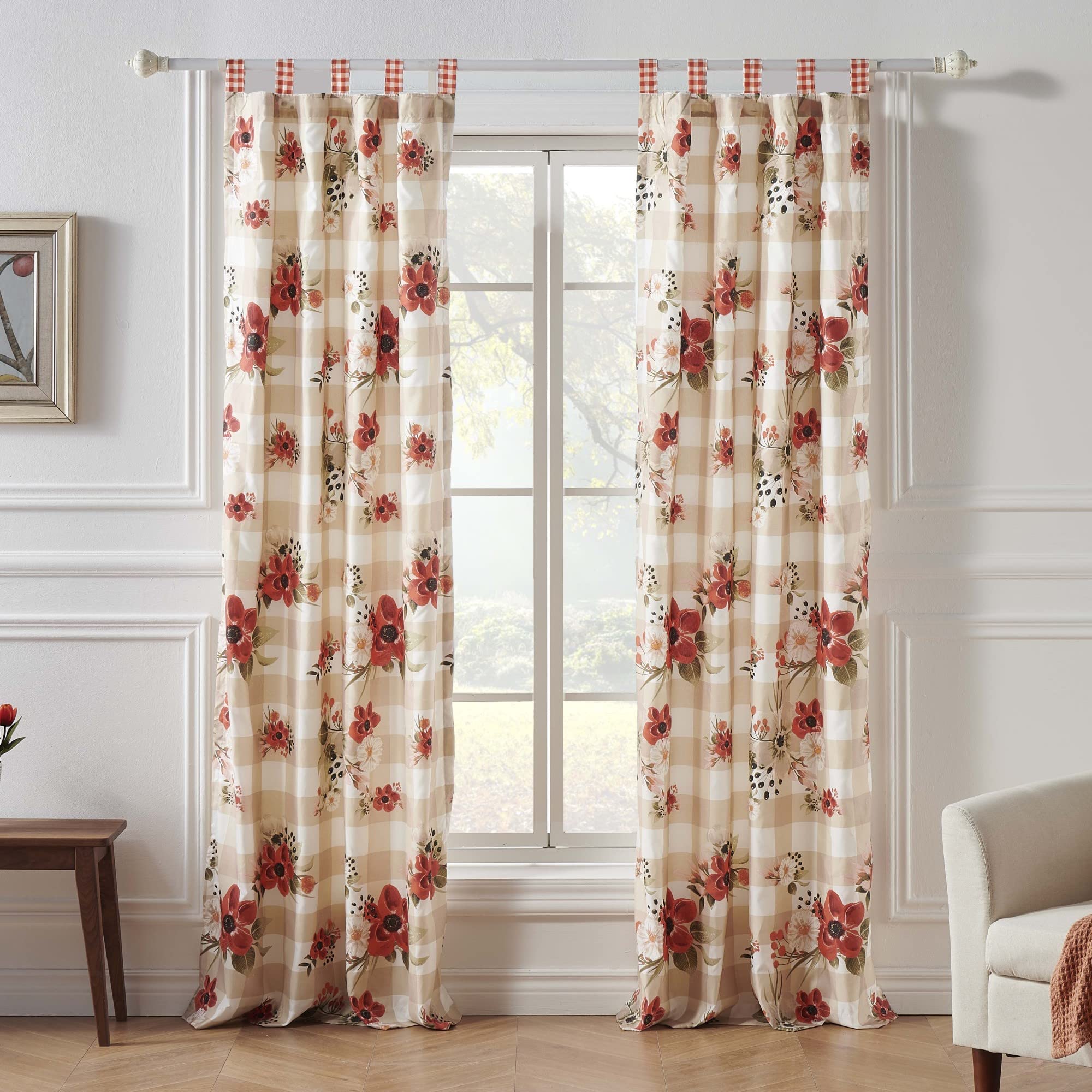 Greenland Home Fashions Collection Window Treatment, Curtains, Tiers, Draperies, Panels, Lined with Tiebacks, 42 W x 84 L, Set o