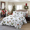 MarCielo 3 Piece Christmas Quilt Set, Rustic Lodge Deer Quilt Bedspread Throw Blanket Lightweight Bedspread Coverlet Comforter S